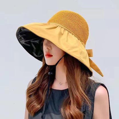 Women's Sun hat Sun Protection hat Women's Beach hat Wide Eaves Straw hat Foldable Sun hat