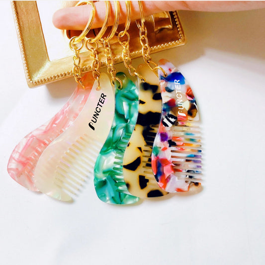Mini Travel Acetate Comb Keychain Portable Hair Comb