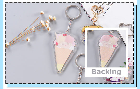 Ice Cream Shaped Acrylic Keychain - One Side Printing