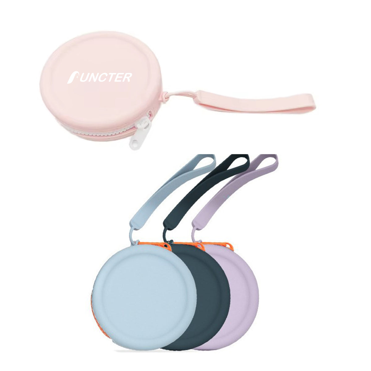 Multi Purpose Soft Silicone Bag Round Shape Samll Zippered Bag With Strap