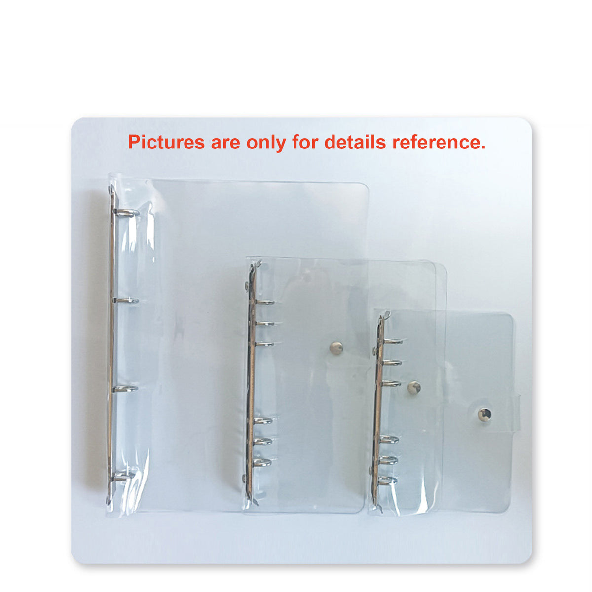 A6 Clear Soft PVC Round Ring Binders, 6-Ring Binder Cover with Snap Button Closure