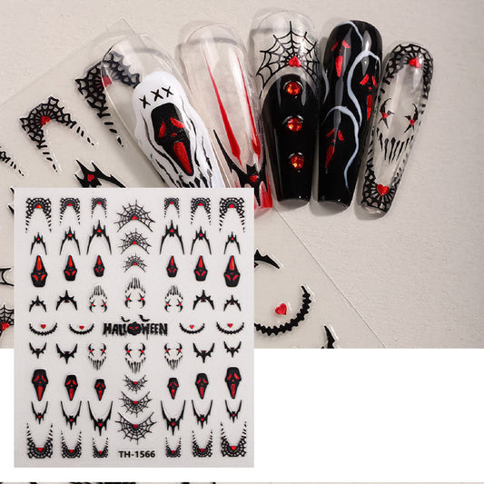 Halloween Skeleton Sticker Nail Art Stickers Decals Self-Adhesive Nail Supplies Fingertip Art
