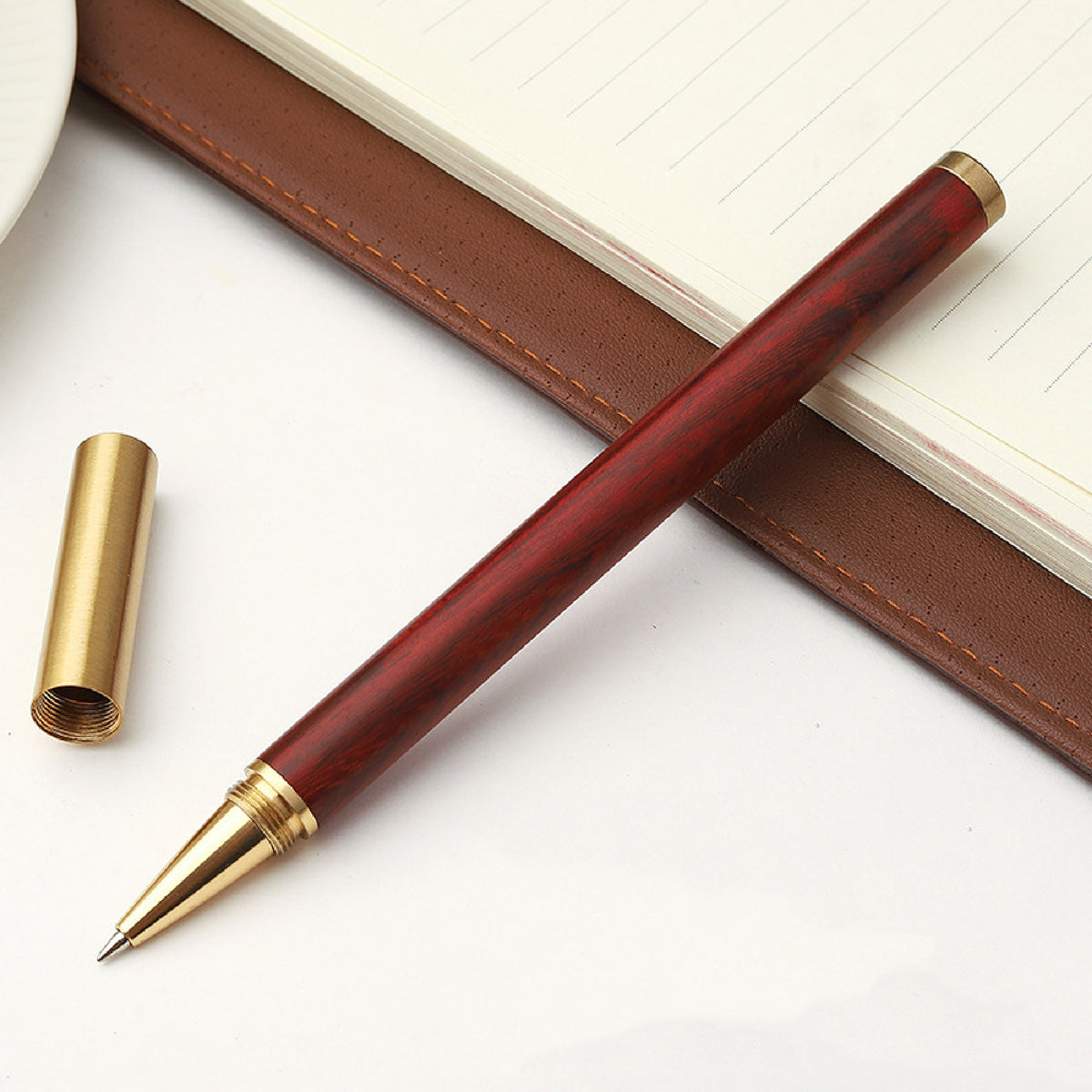 Luxury Wooden Pen with Pen Cap Wooden Pen Business Journaling Black Ink Pen