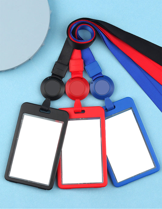 Plastic Vertical Badge Holder With Retractable Lanyard