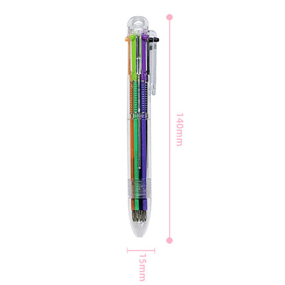 6-Color Transparent Pen Barrel Click Pen Original Retractable Ballpoint Pen