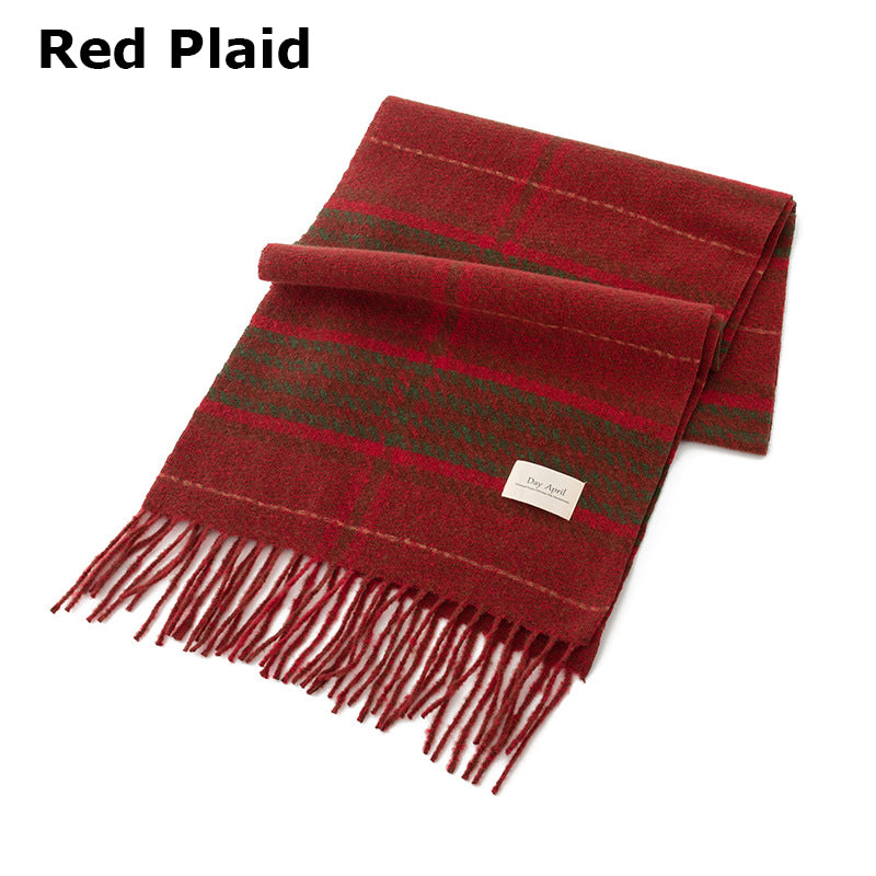 79'' Polyester Tartan Scarf Warm Autumn Winter Scarf Fringed Scarf - Woven Label