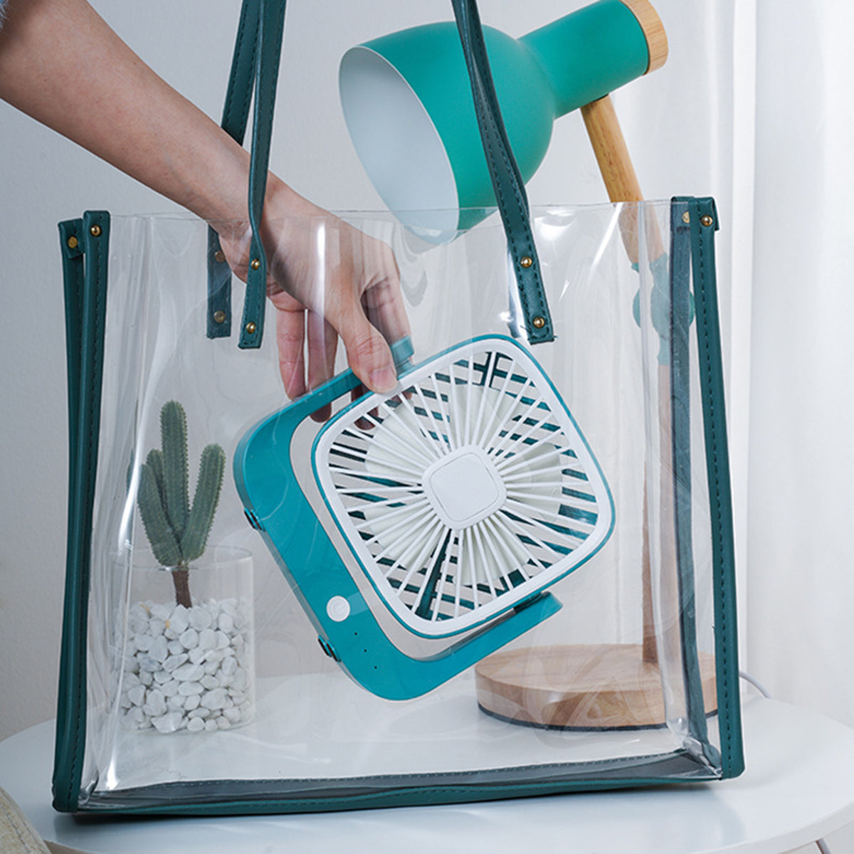 Portable Rechargeable Desktop Mini Table Handheld Fan-Size S