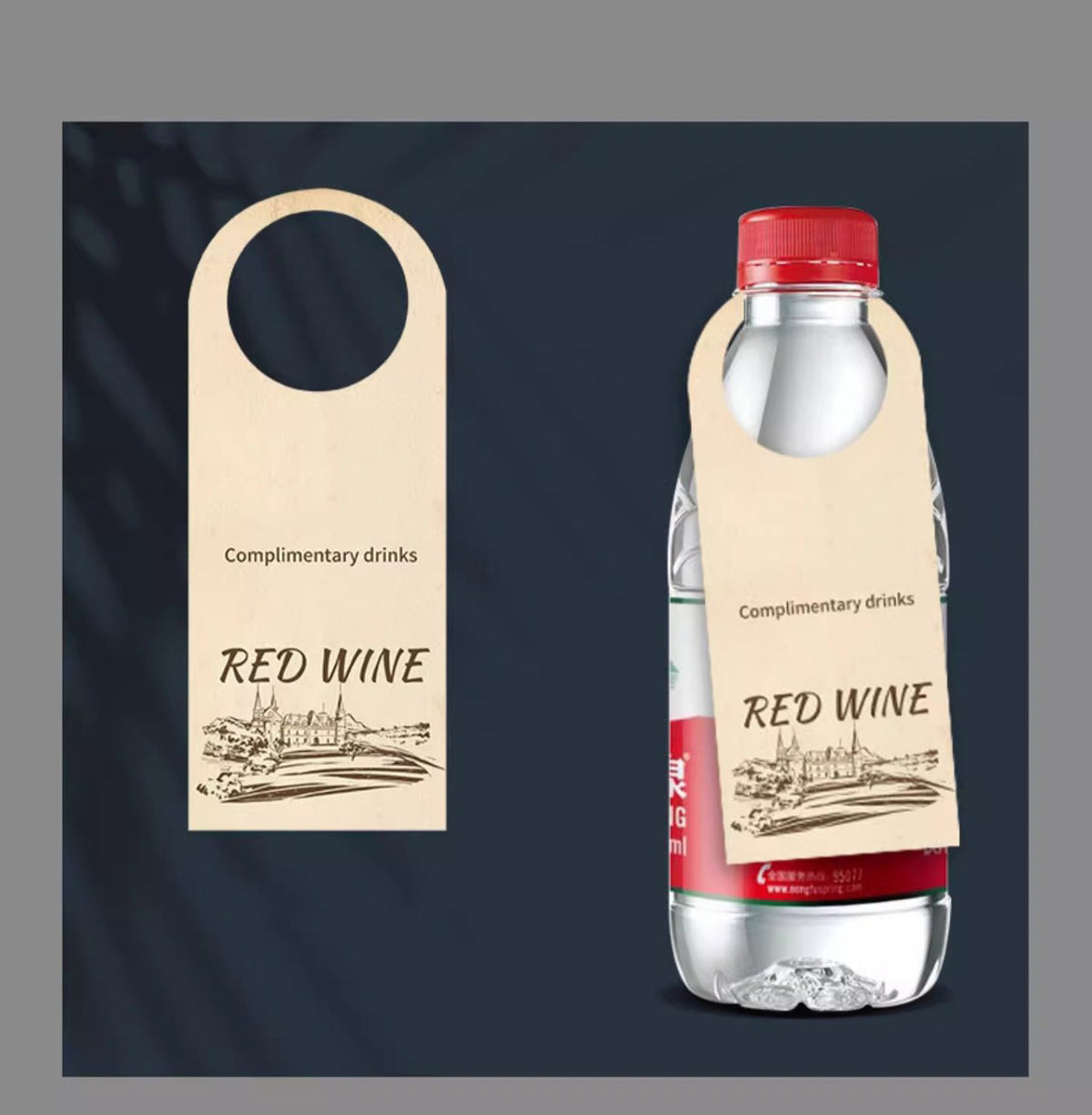 2.15'' X 5'' Paper Hotel Mineral Water Bottle Hang Tags