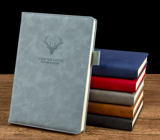 A5 PU Leather Meeting Notebook Conference Notebook W/ Pen Sleeve
