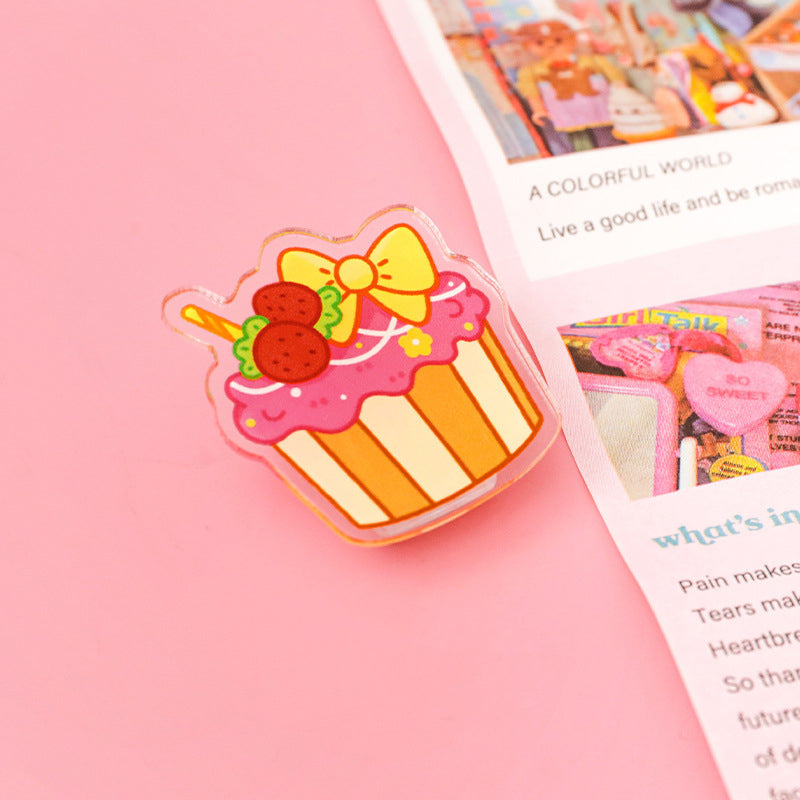 Cake Shaped Acrylic Album Memo Clip Bag Binder Sealing Clip Food Bag Clamp-Two Sides Imprint