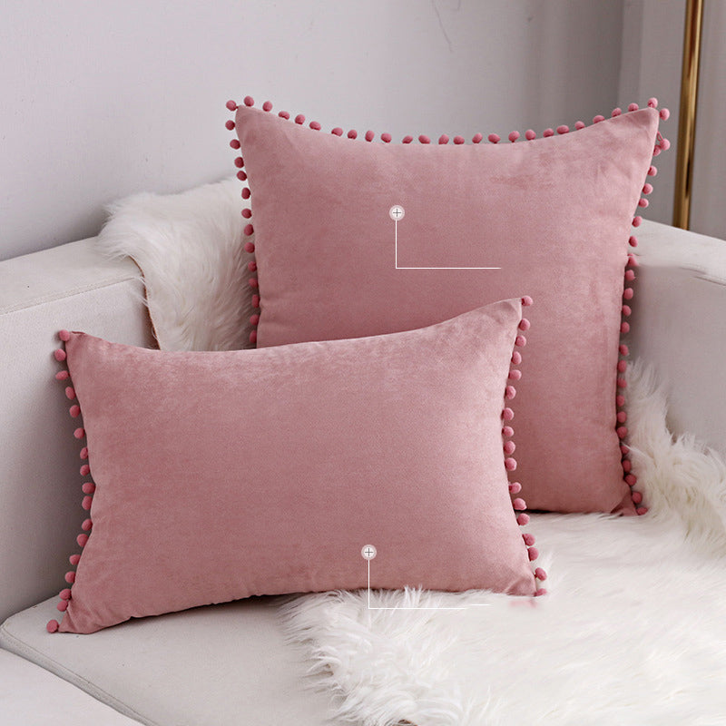 15 x 8" Pompoms Pillowcase Velvet Ball Tassel Trimmed Pillowshams Pompom Fringe Cute Pillowcase