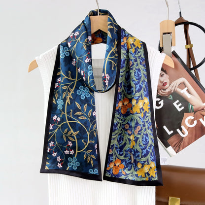 Custom 5.9" x 57" 100% Silk Long Neck Scarf Double Sides Silk Shawls