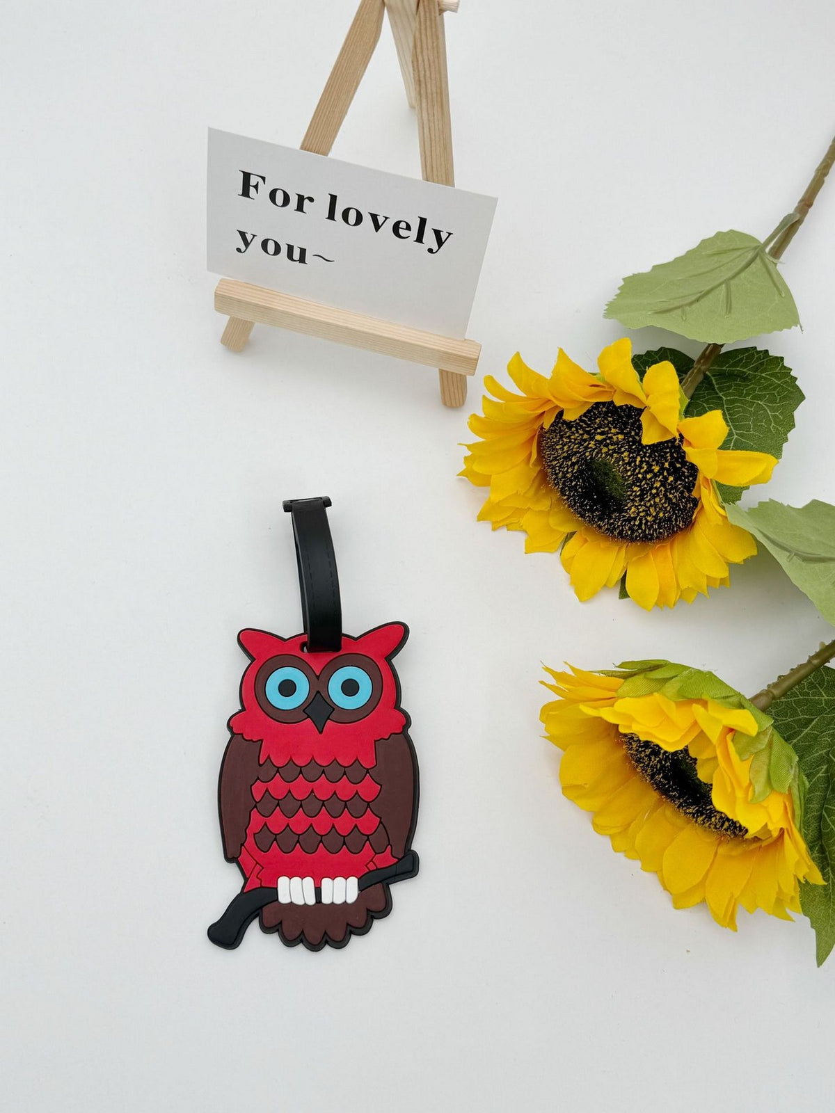 Owl-shaped 3D PVC Luggage Tag 3D Raised Soft Luggage Label for Suitcases