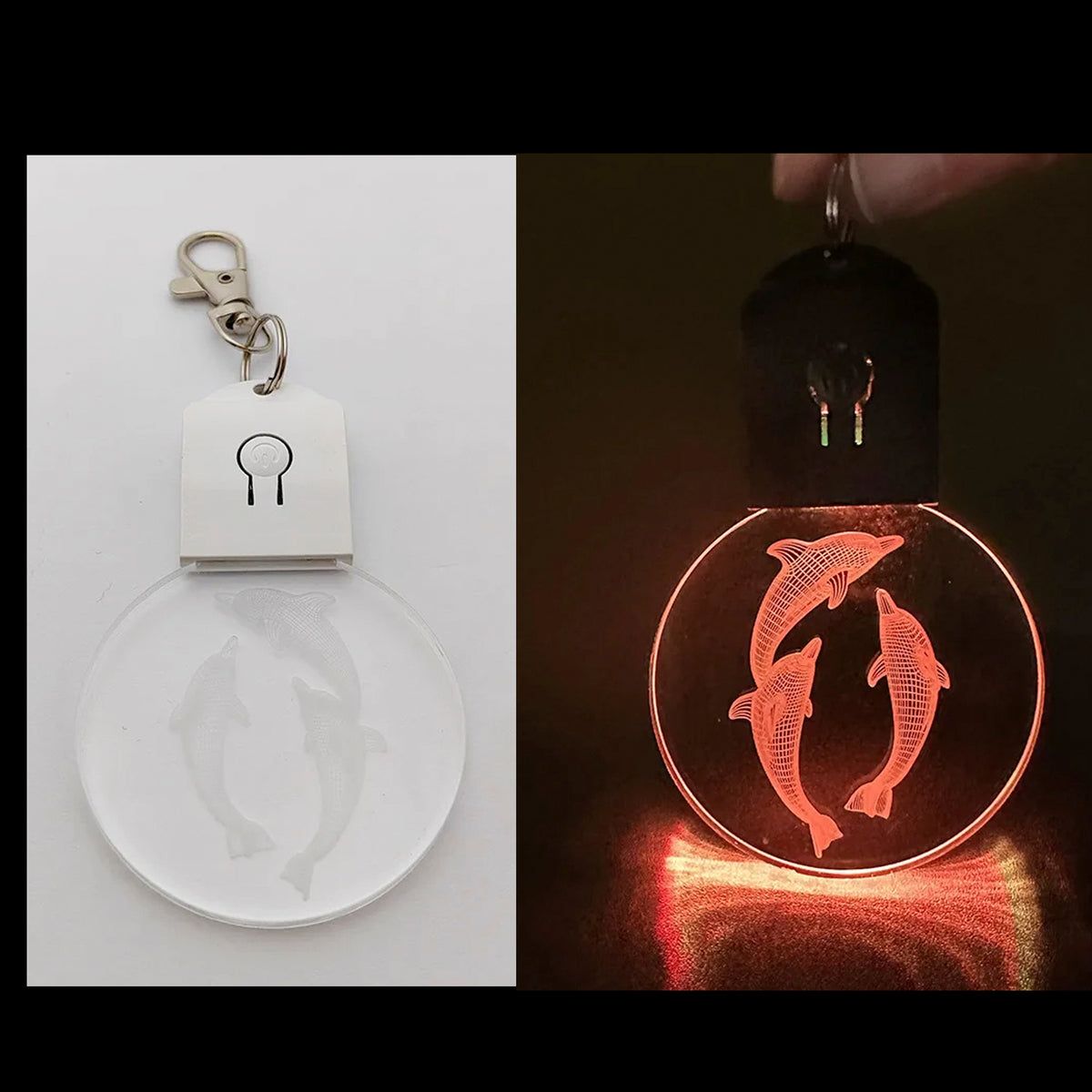 Custom Round Shape Acrylic Lighted LED Keychain