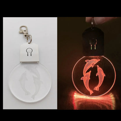 Custom Round Shape Acrylic Lighted LED Keychain