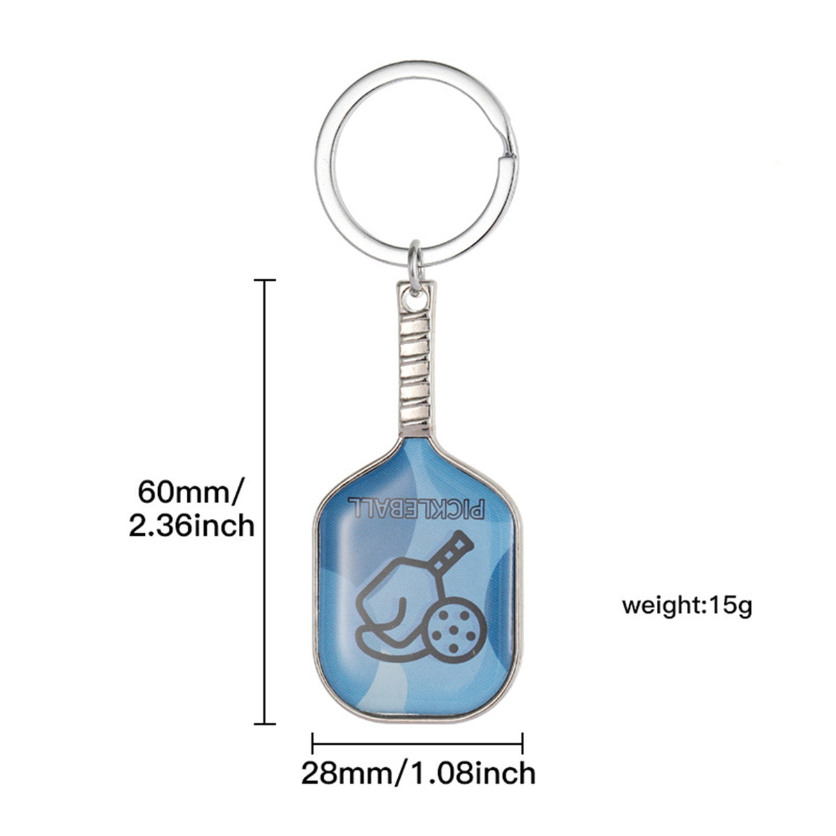 Metal Pickleball Racket Key Chains