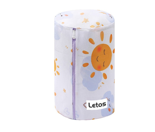 Cylindrical Zippered Mesh Laundry Bags Laundry Wash Bags for Delicates-Woven Label