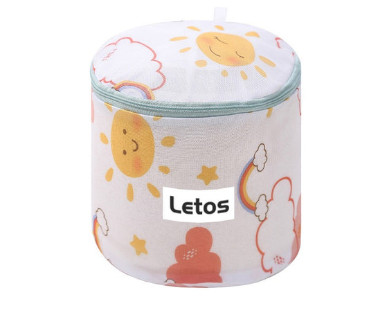 Cylindrical Zippered Mesh Laundry Bags Laundry Wash Bags for Delicates-Woven Label