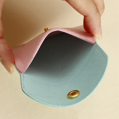 3.2" Color-blocked Microfiber Bag Snap Closure Jewelry Pouch Packaging Bag Boutique Gift Bag