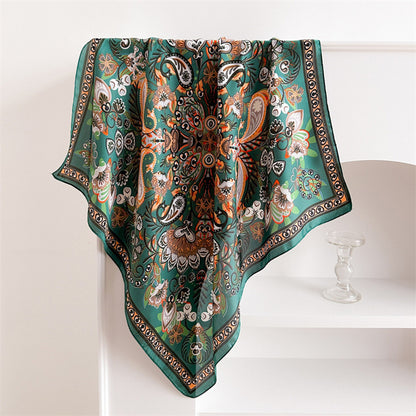 Custom 27.5" x 27.5" Silk Feeling Scarf Medium Square Satin Head Scarf for Women
