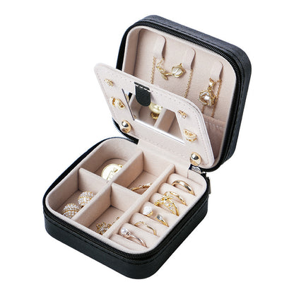 PU Jewelry Box Travel Mirror Jewelry Case Gift Boxes Pendant Box