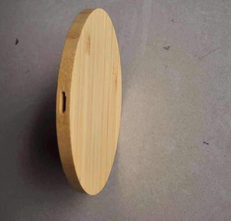 3.6'' Dia 15W Bamboo Round Wireless Charger Fast Charging Pad (NO AC Adapter)