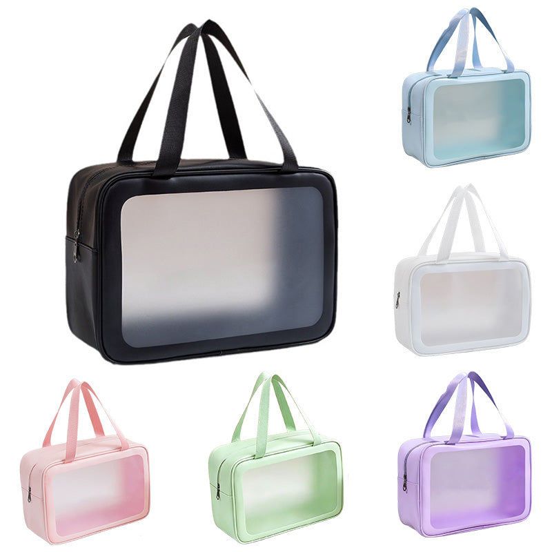 Large Double Handle Frosted Transparent PVC Travel Makeup Gag