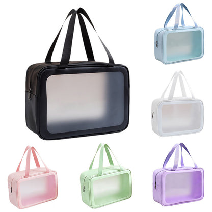 Large Double Handle Frosted Transparent PVC Travel Makeup Gag