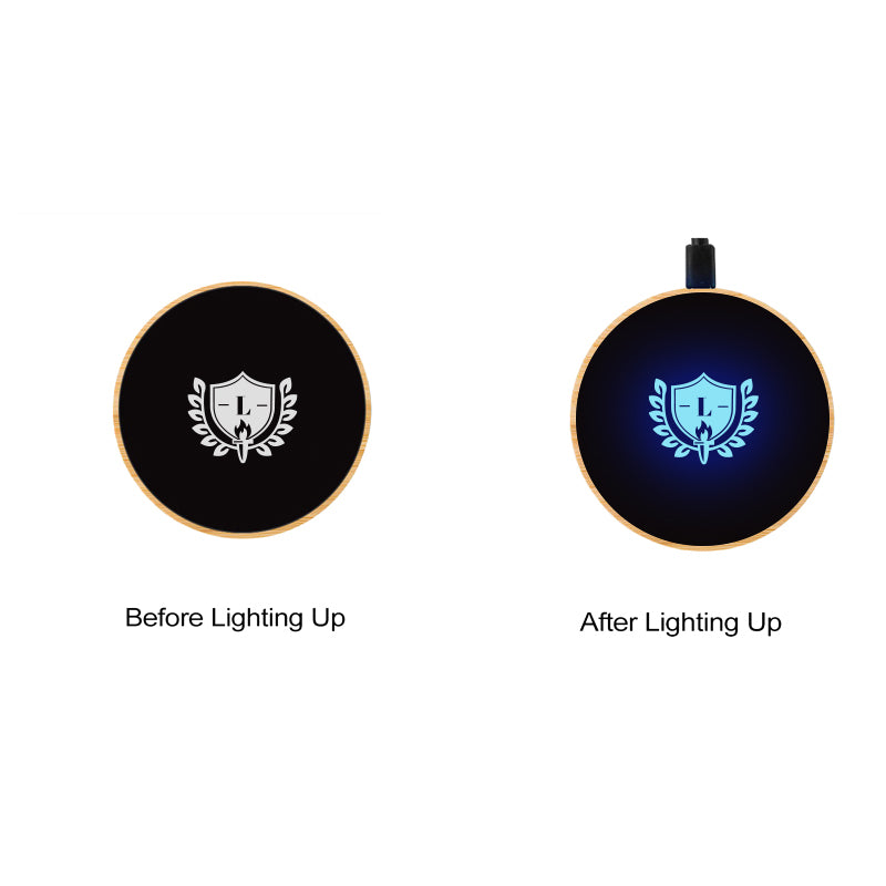 Bamboo Flashing LED Light Up Wireless Charger (Blue Light)