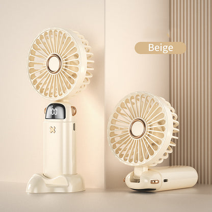 Foldable Mini Handheld Fan Phone Holder With Battery Display Adjustable Wind Speed