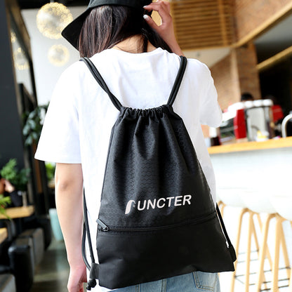 Waterproof Draw String Back Sack with Zip Pocket- Size L