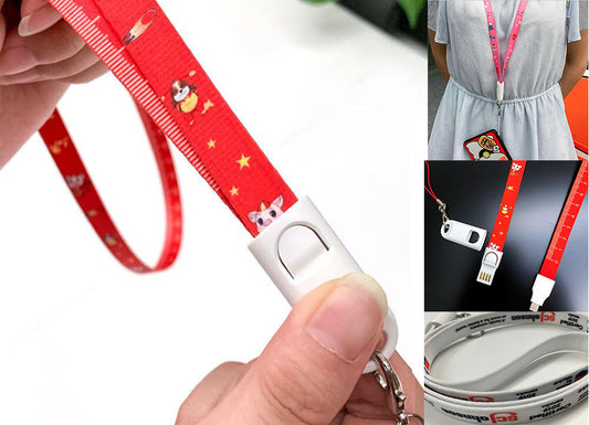 Micro/Type C USB Lanyard Cable W/Full Color Imprinting