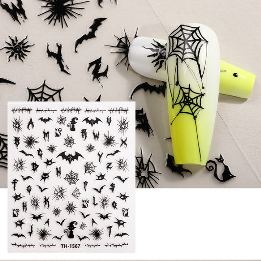 Halloween Bat Sticker Nail Art Stickers Decals Self-Adhesive Nail Supplies Fingertip Art