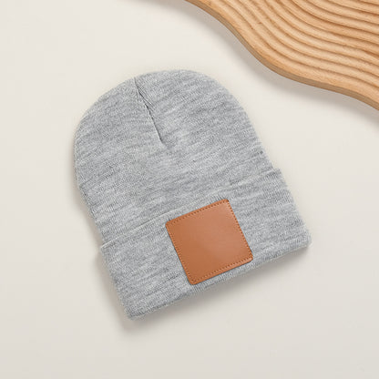 Leather Knit Cuffed Beanie Hat