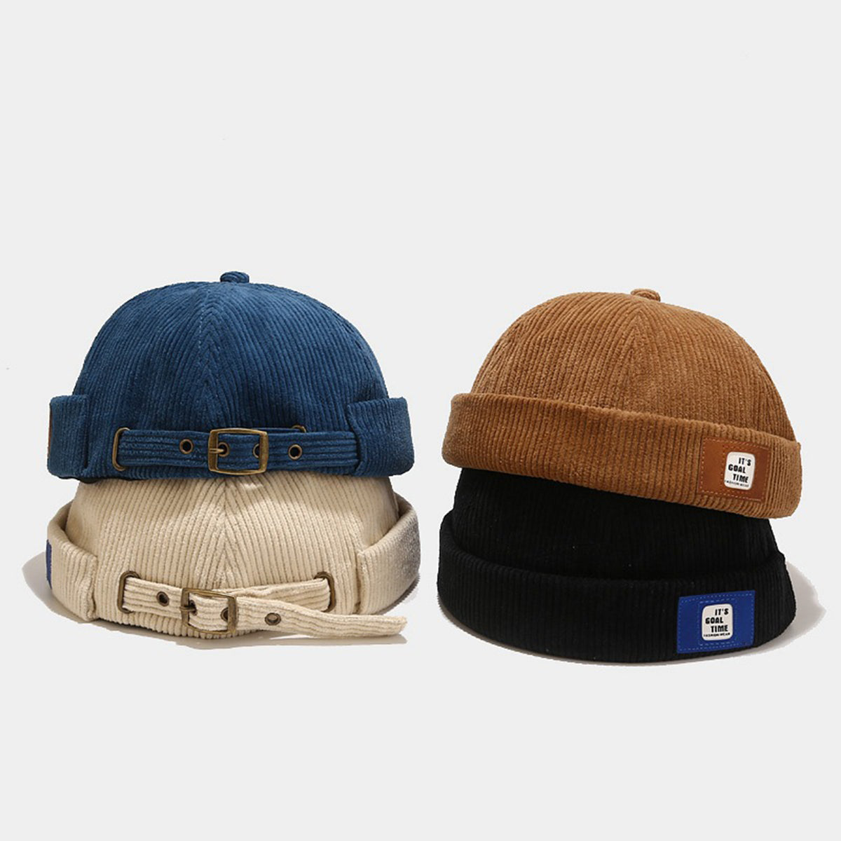 Adjustable Corduroy Brimless Docker Hat Sailor Cap