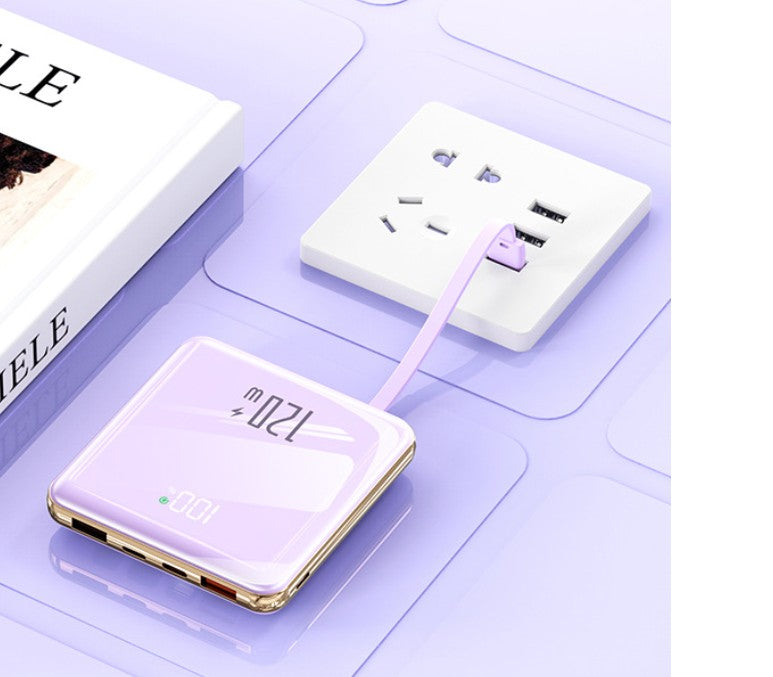 Mini 1000mAh Fast Charging Pocket Power Bank W/ 4 Built-In Cables