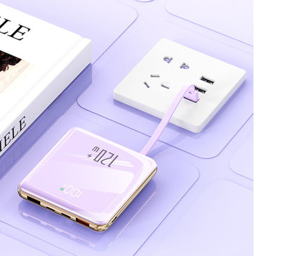 Mini 1000mAh Fast Charging Pocket Power Bank W/ 4 Built-In Cables