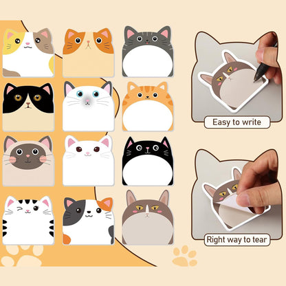 Custom 30 Sheets Adhesive Cute Cat Notepad Bookmarks