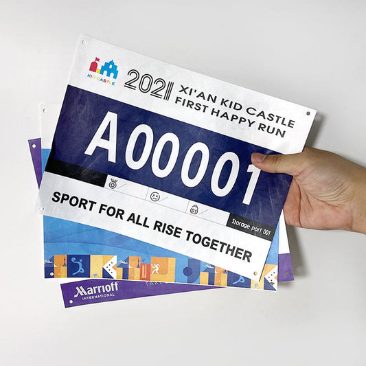 Custom 9.5" x 6.3" Paper Running Race numbers with Safety Pins