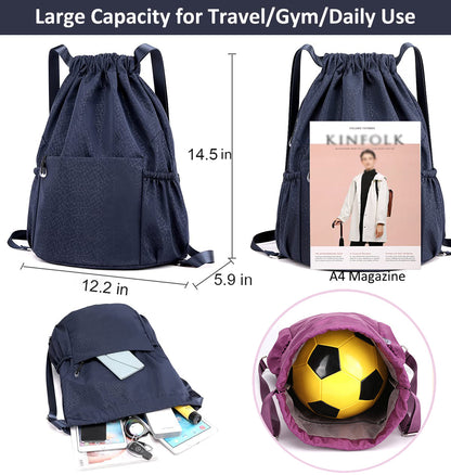 Waterproof Oxford Drawstring Backpack Sports Yoga Sackpack-Size S