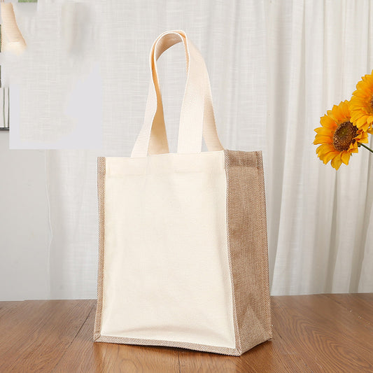 2" 1 Canvas and Burlap Tote Bag