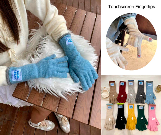Forearm Length Knitted Gloves Winter Thermal Gloves with Touchscreen Fingertips