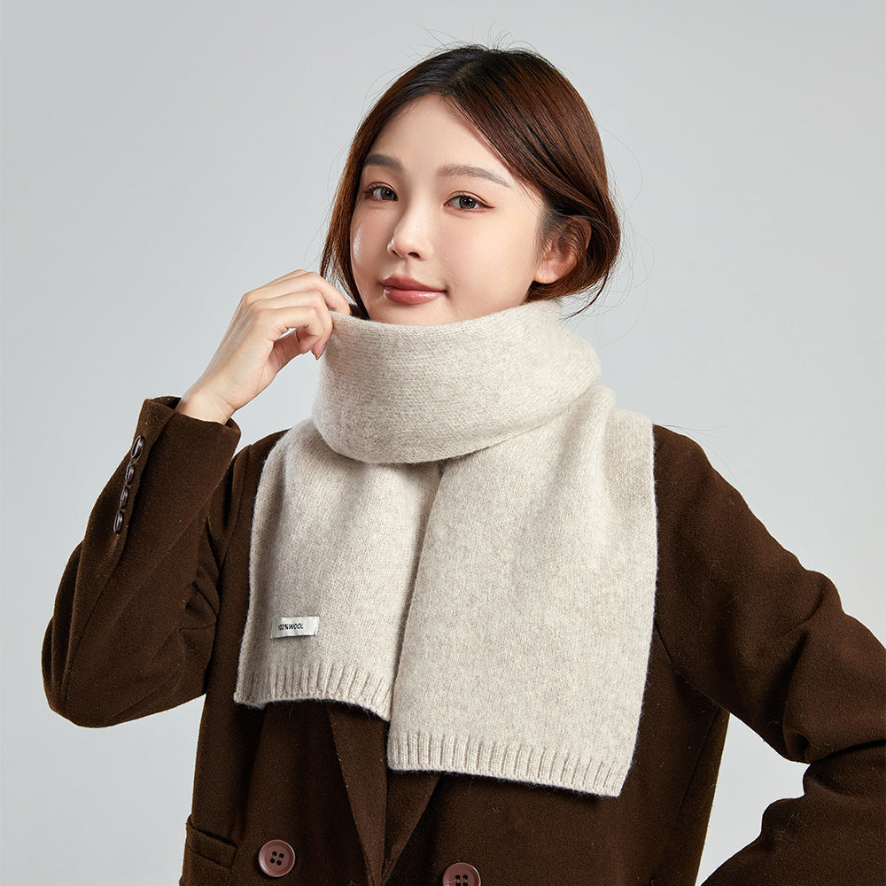 63'' 100% Lamb Wool Plain Scarf Solid Color Wool Scarf Knitted Scarf for Men and Women