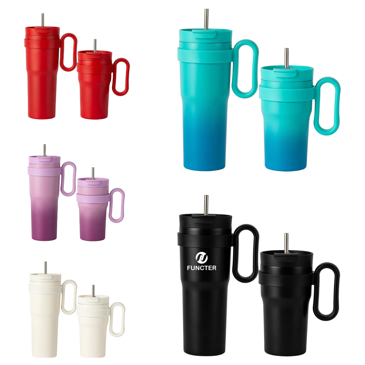 40 oz. Car Tumbler Insulated Stainless Steel Water Bottle W/ Handle, Lid, Straw