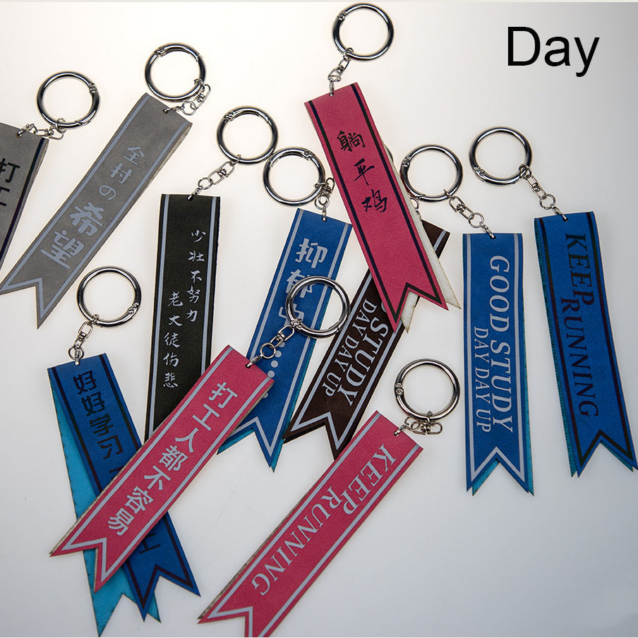 Reflective Suede Leather Keychain Reflective Straps Backpack Pendants