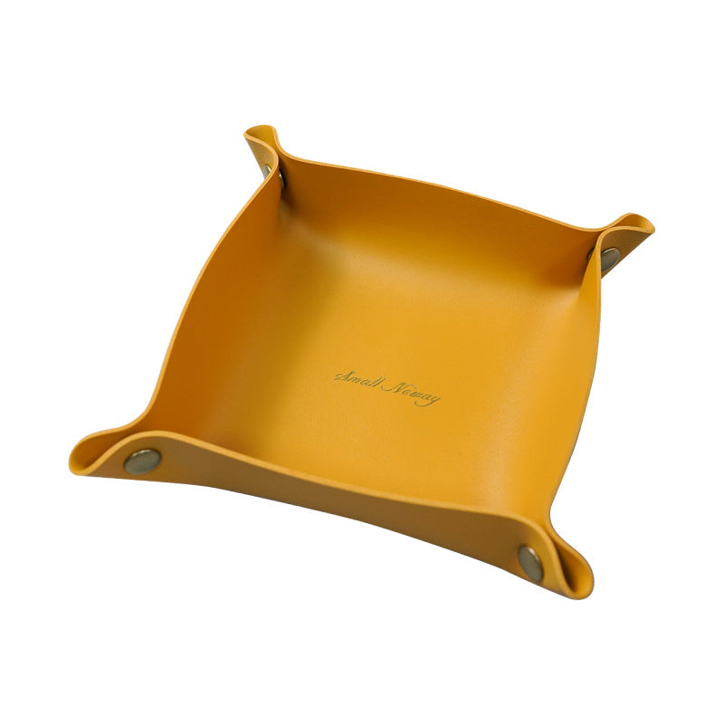 6.7'' x 6.7'' Foldable PVC Leather Desk Sundries Storage Tray