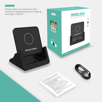 15W Square Wireless Charger Fast Charging Pad W/Phone Stand (NO AC Adapter)
