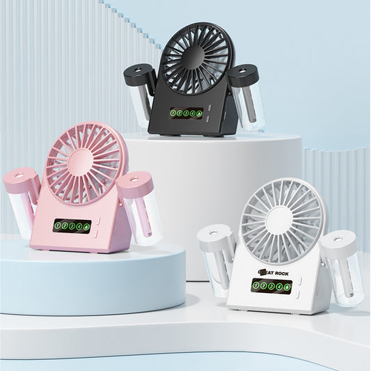 2-in-1 Dual Mist Desktop Fan & Humidifier Portable Digital Display Hydrating Misting Fan