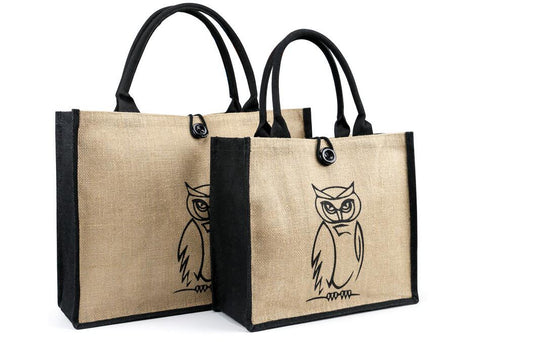 Burlap Tote Bags W/ A Button