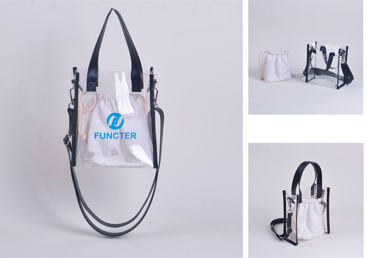 Stadium Approved Bag PVC Transparent Shoulder Bag Clear Bag Crossbody Bag W/ Separate Drawstring Bag